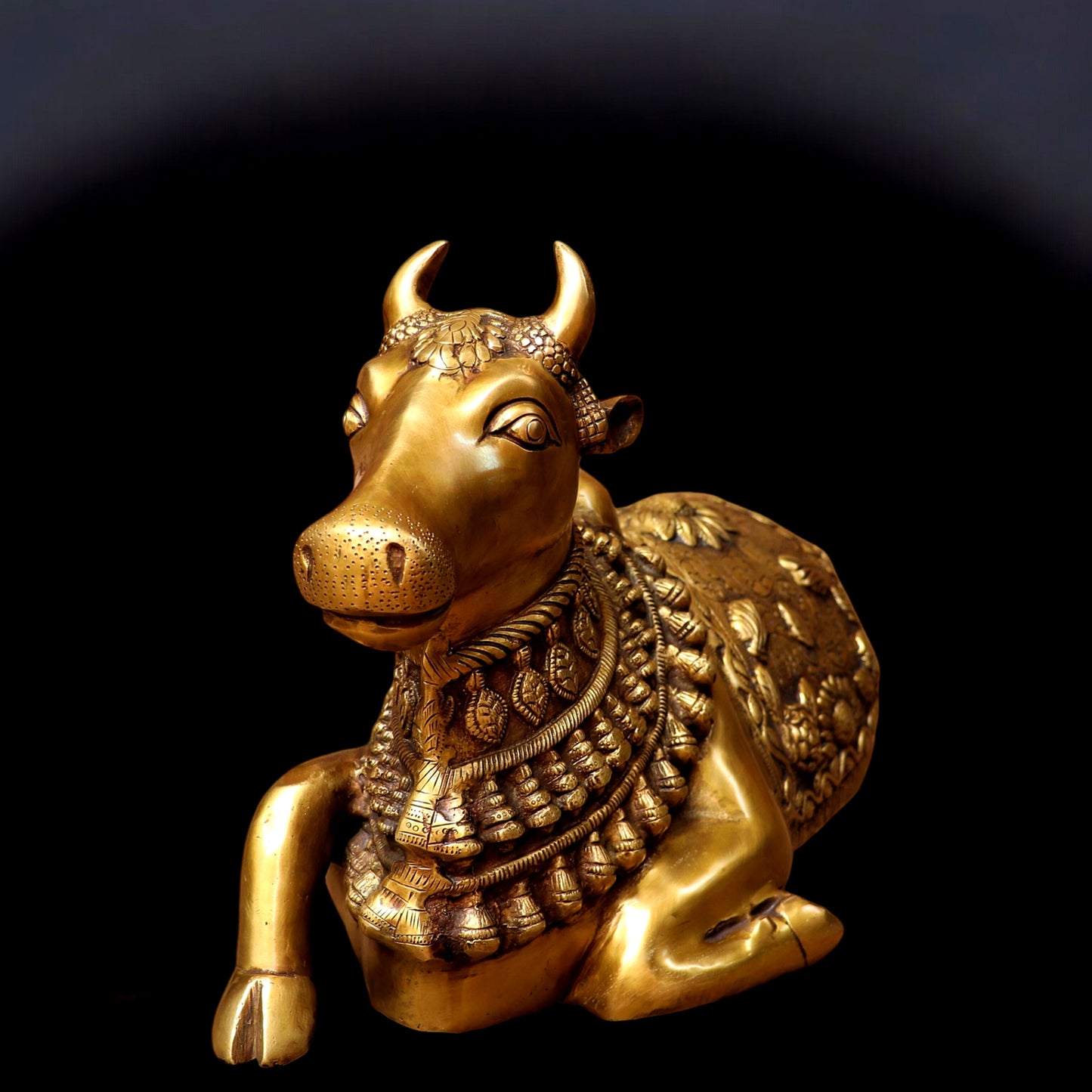 Pure Brass Vintage Nandi Sculpture - Handcrafted 21"