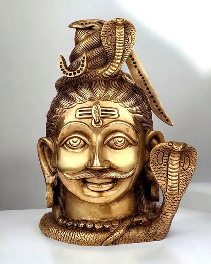 Pure Brass Lord Shiva face Mahakaal Mukhalingam 10 inch