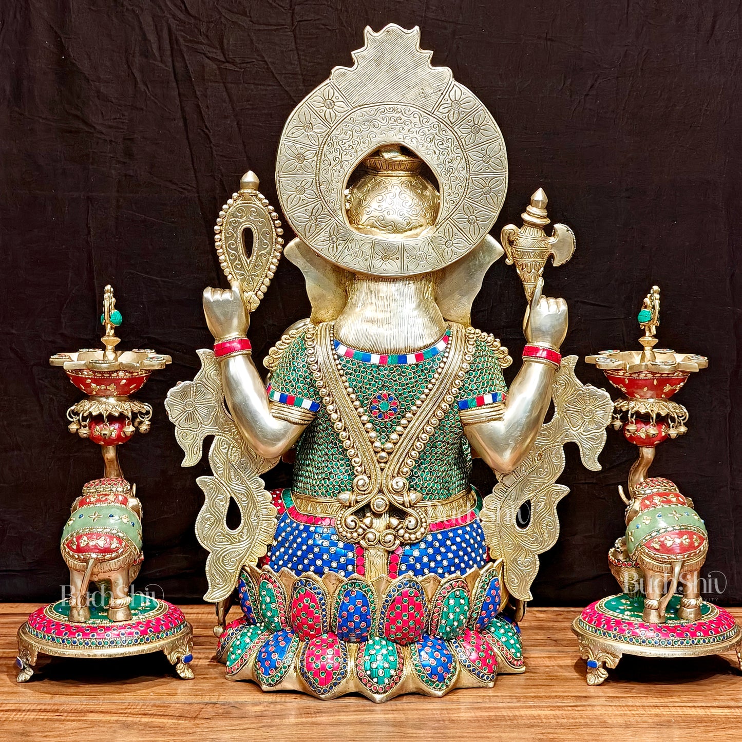 Ganesha Superfine Brass Large Sized Statue | 29" Tall meenakari work