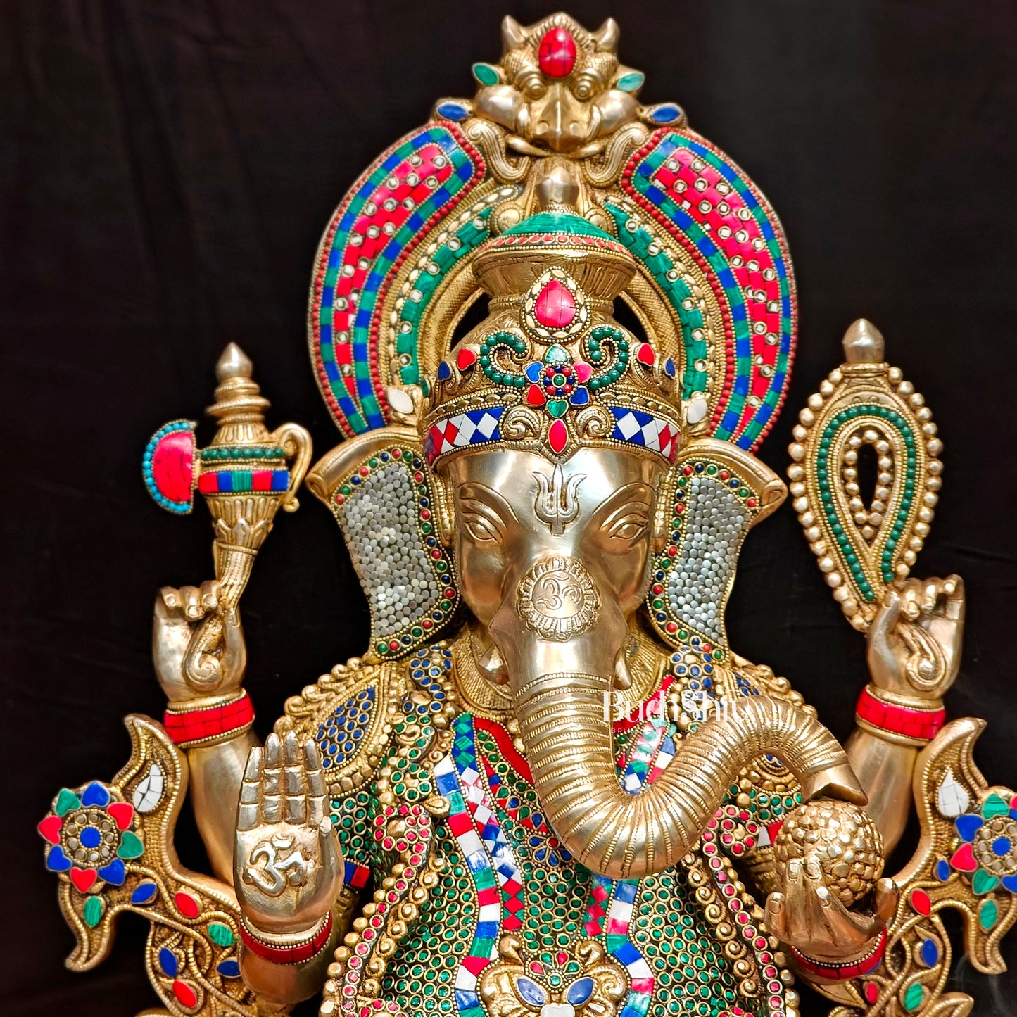 Ganesha Superfine Brass Large Sized Statue | 29" Tall meenakari work