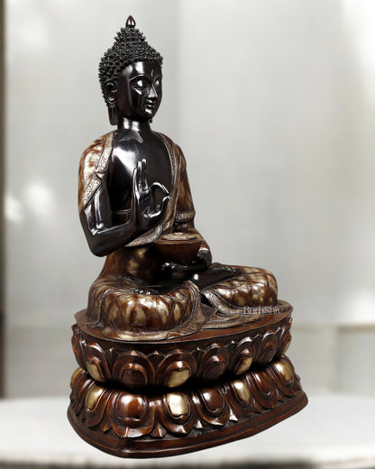 Pure Brass Large Blessing Buddha Statue 38"