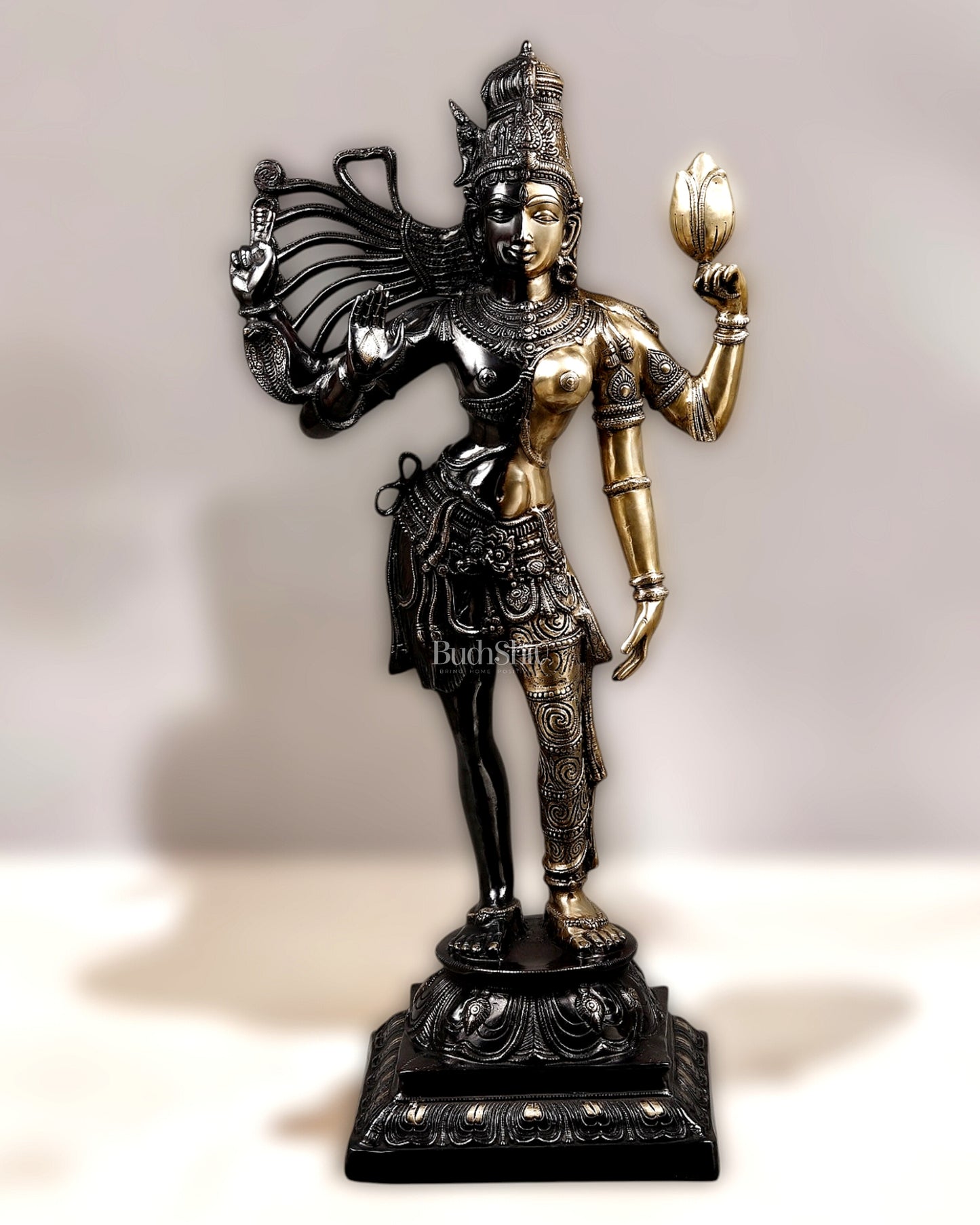 Brass Ardhanarishwara Statue – Shiv and Parvati as One 40"