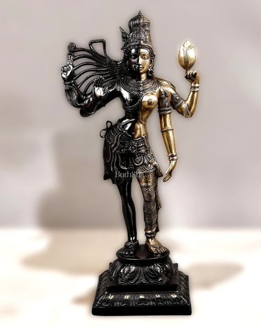 Brass Ardhanarishwara Statue – Shiv and Parvati as One 40"