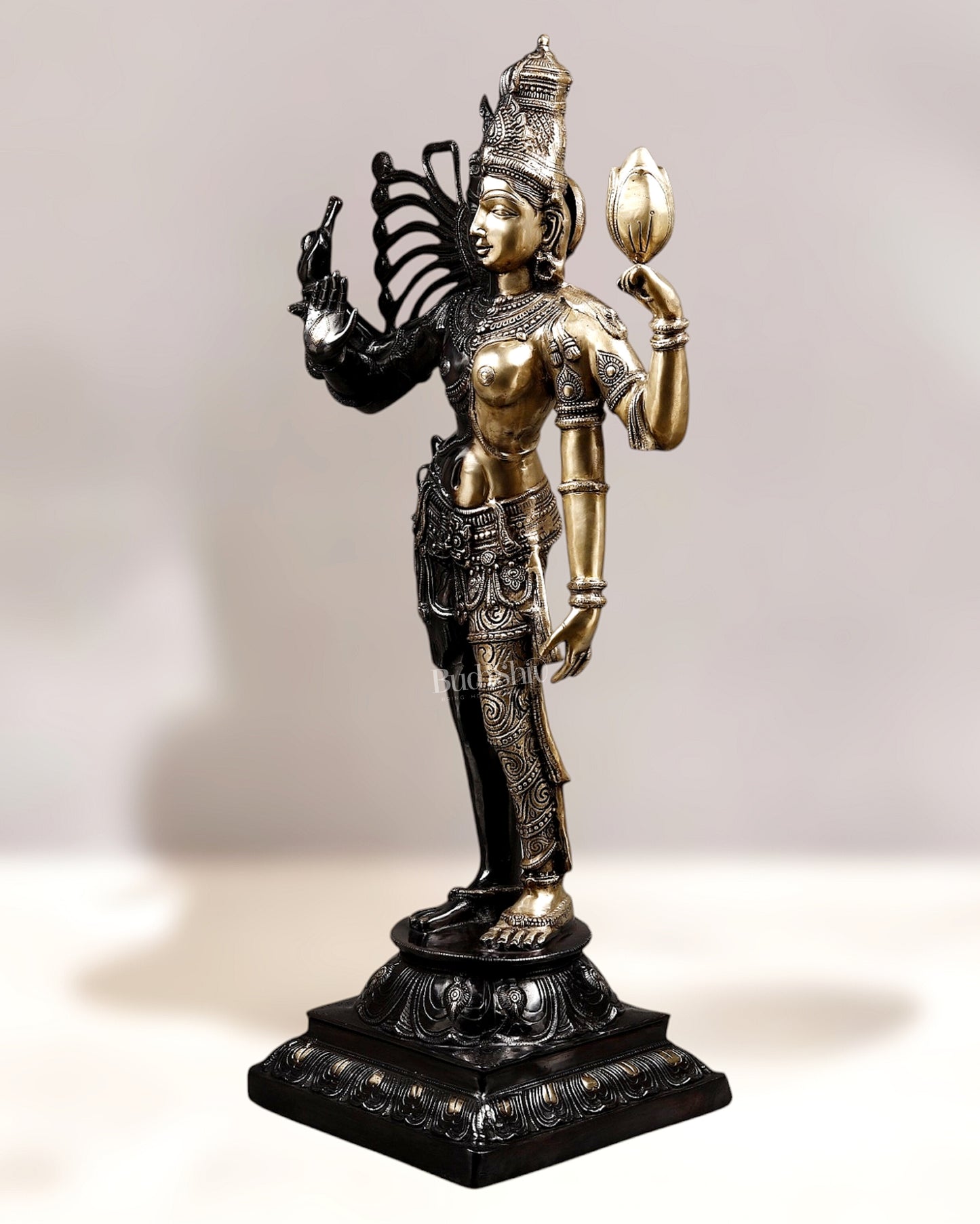 Brass Ardhanarishwara Statue – Shiv and Parvati as One 40"