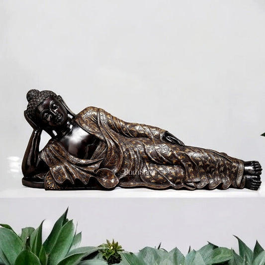 Pure Brass Large Resting Buddha Statue 47"