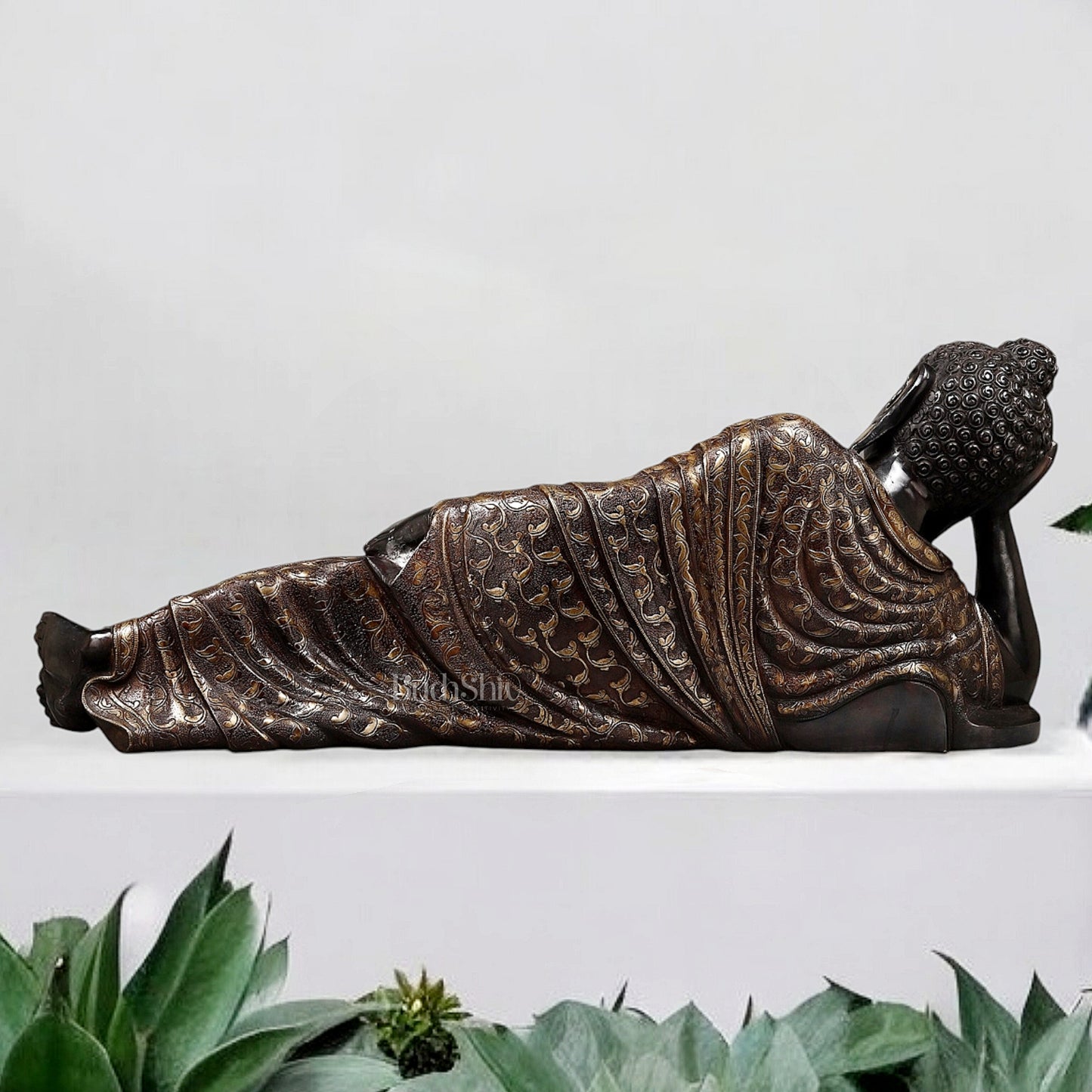 Pure Brass Large Resting Buddha Statue 47"