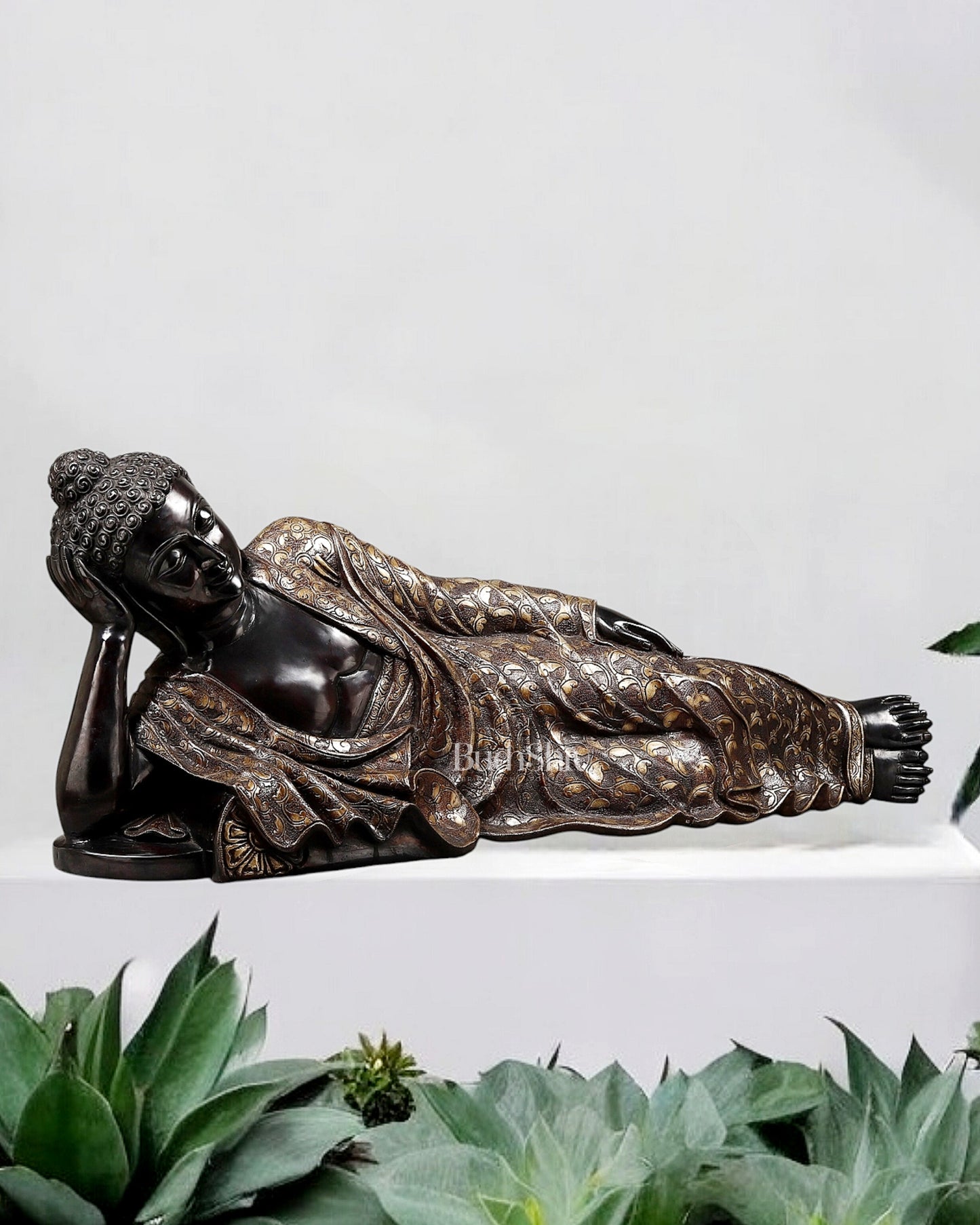 Pure Brass Large Resting Buddha Statue 47"