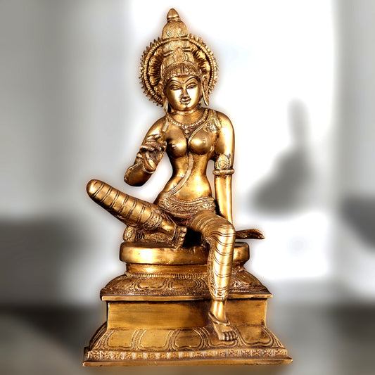 Brass Superfine Goddess Uma Parvati Sitting Statue - 12.5"