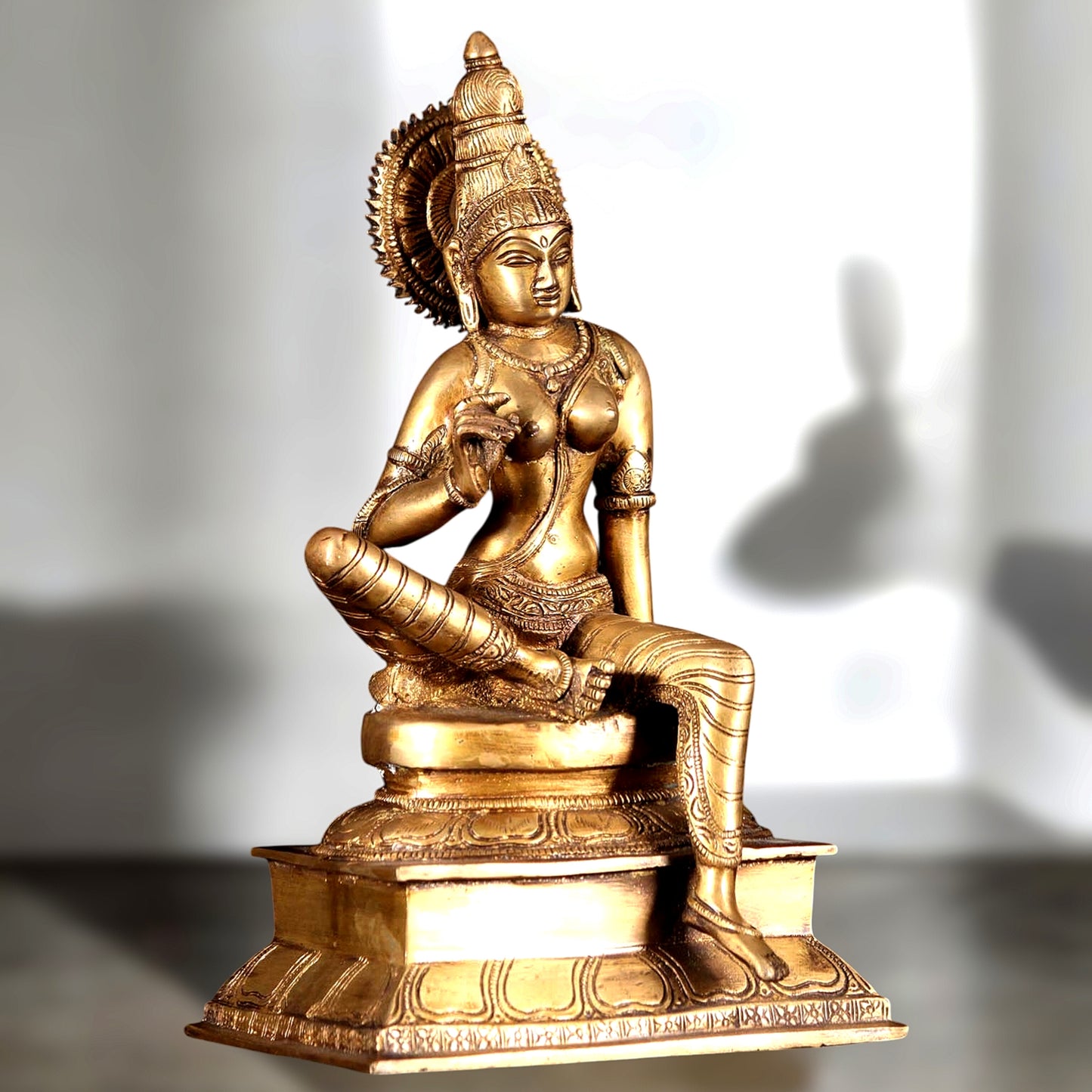 Brass Superfine Goddess Uma Parvati Sitting Statue - 12.5"