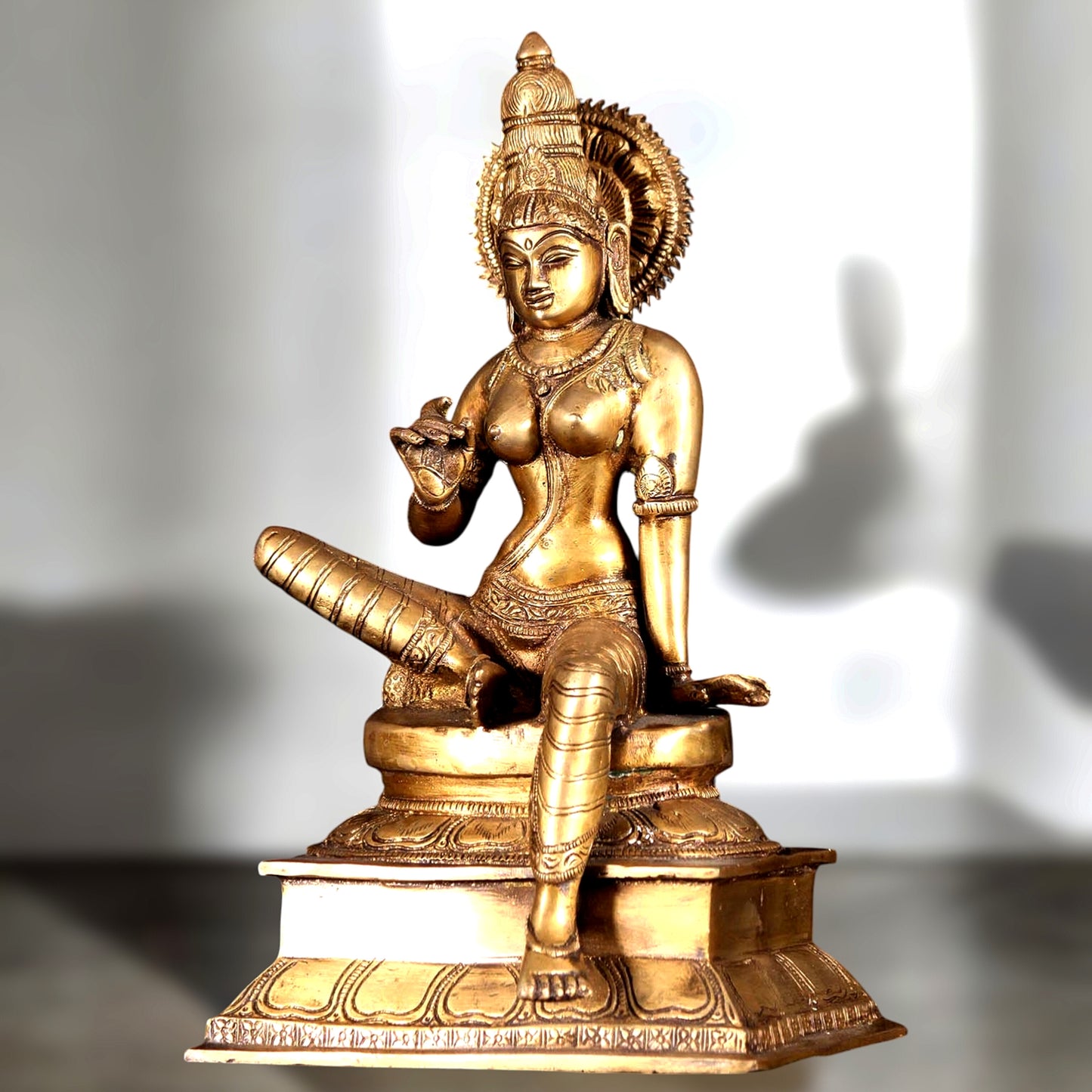 Brass Superfine Goddess Uma Parvati Sitting Statue - 12.5"