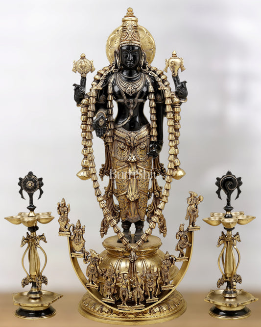 Majestic Lord Vishnu Dashavatar Bronze Statue | 30 Inch (76.2 cm)