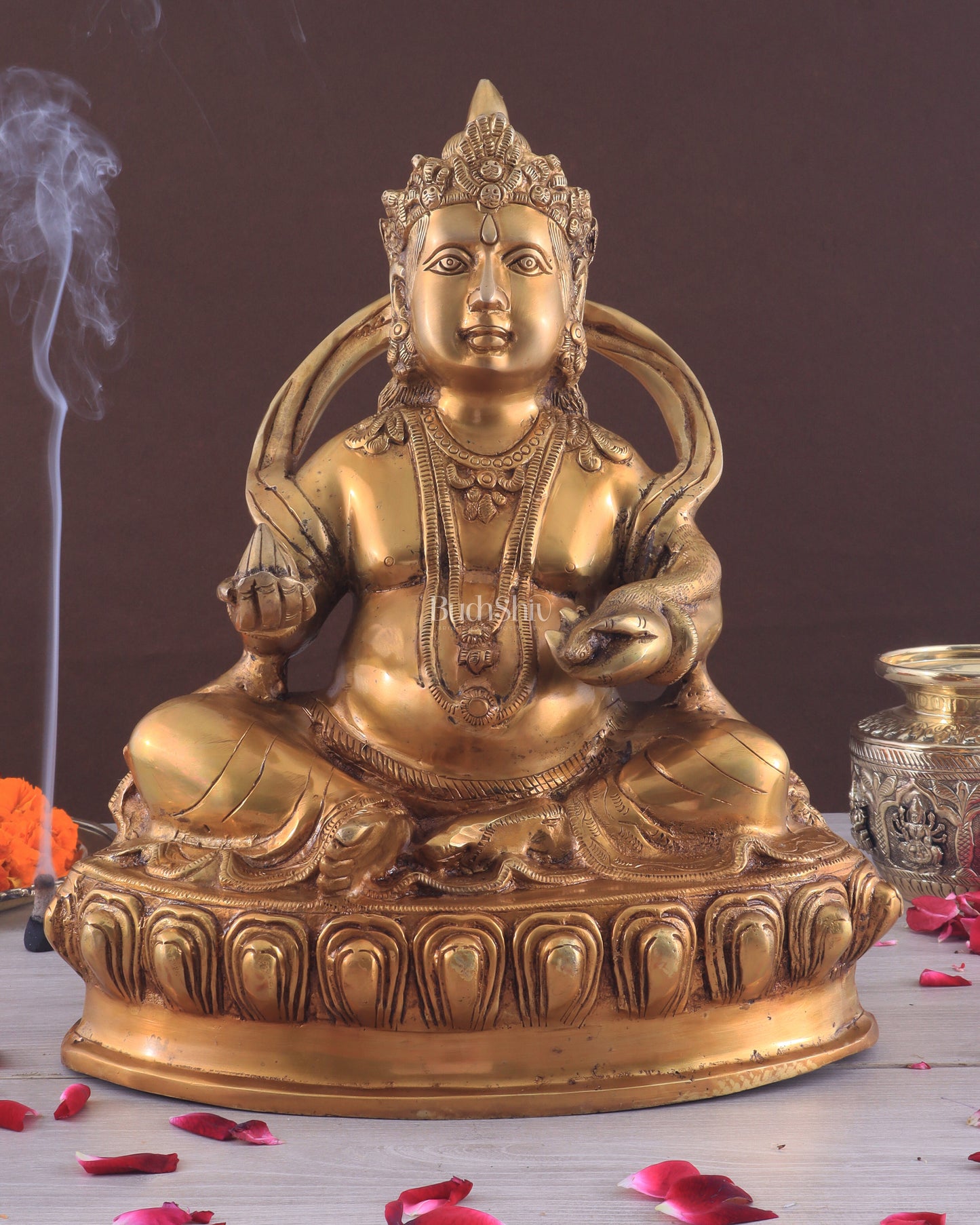 Pure Brass Lord Kubera Large Statue 15"