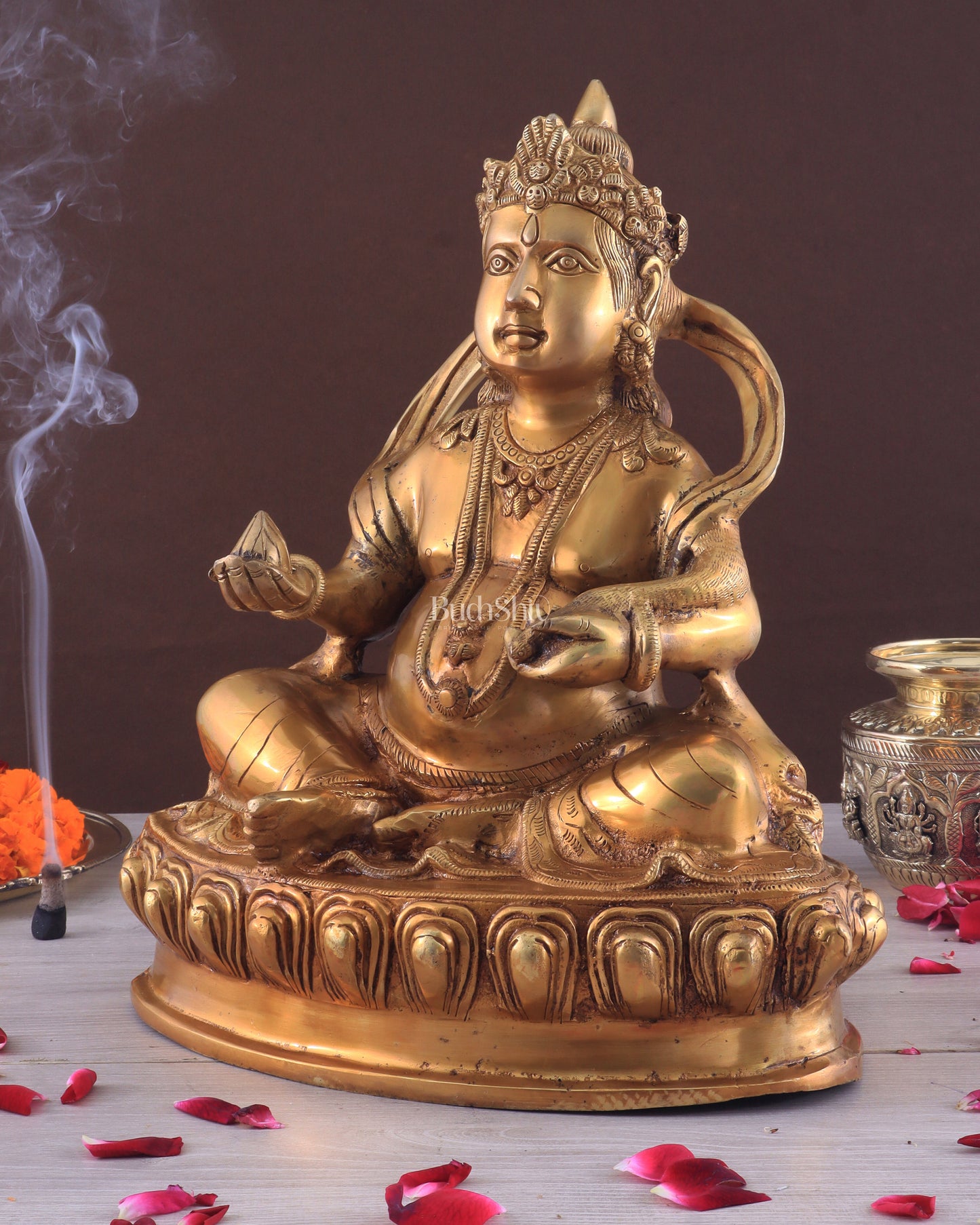 Pure Brass Lord Kubera Large Statue 15"