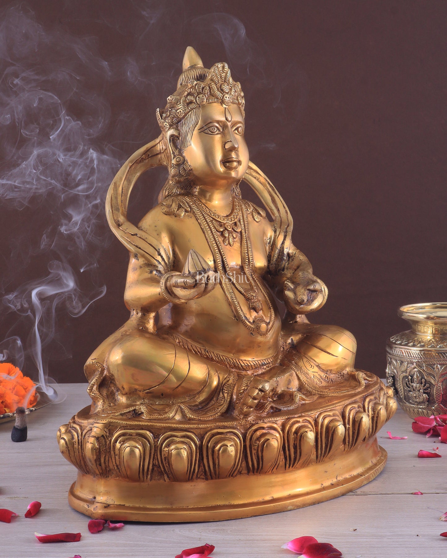 Pure Brass Lord Kubera Large Statue 15"