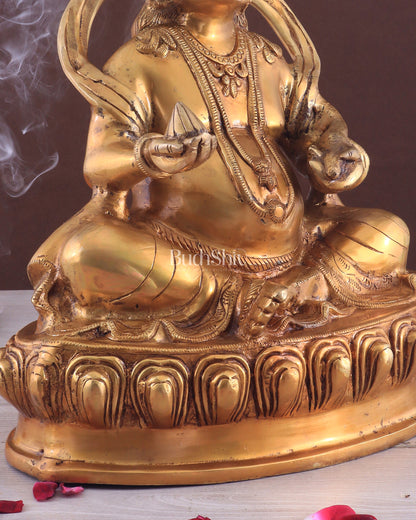 Pure Brass Lord Kubera Large Statue 15"