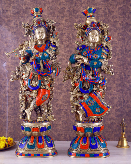 Handcrafted Brass Radha Krishna Idols 30 inch