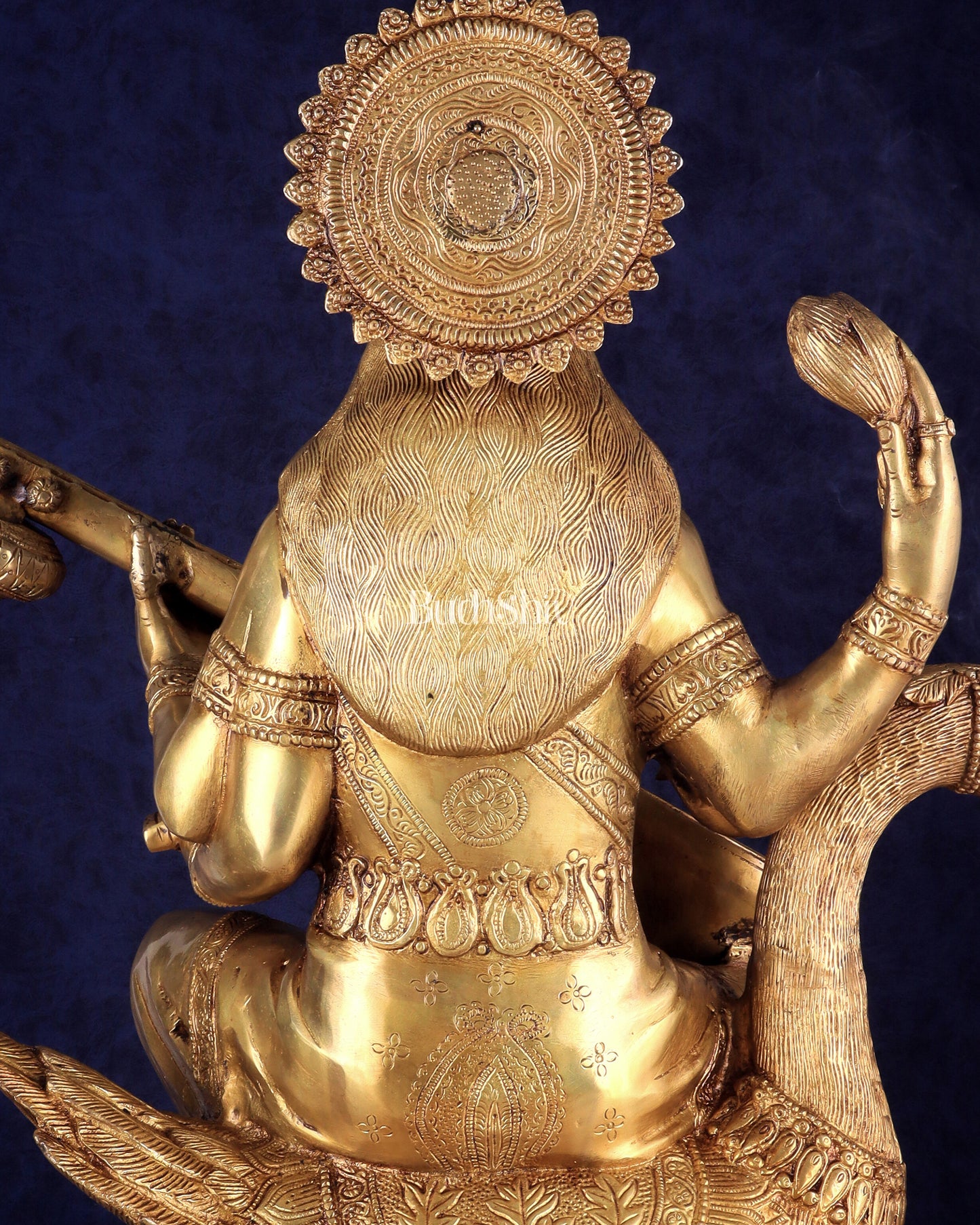 Pure Brass Large Goddess Saraswati Seated on Swan Idol 24"