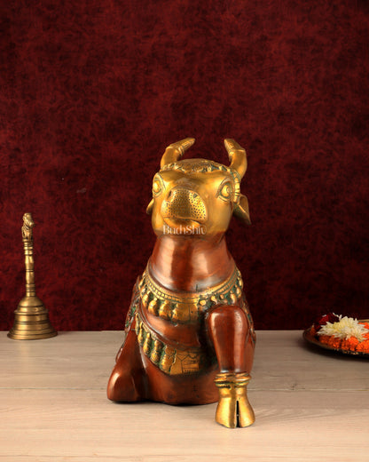 Large Brass Superfine Nandi Sculpture - 21" Divine Statue dual tone