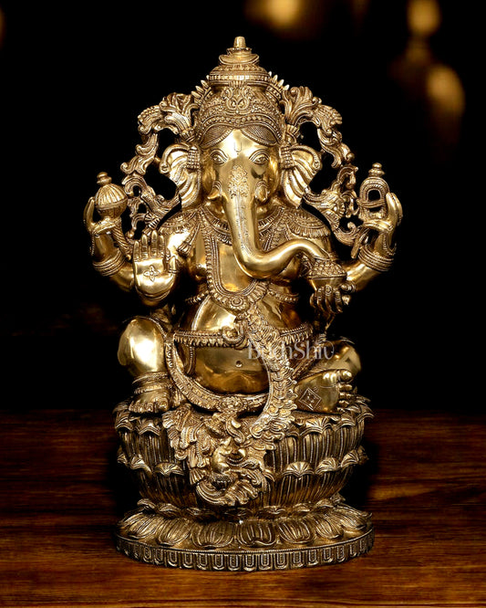 Ganesha Brass Statue - 26 Inch enhanced carvings