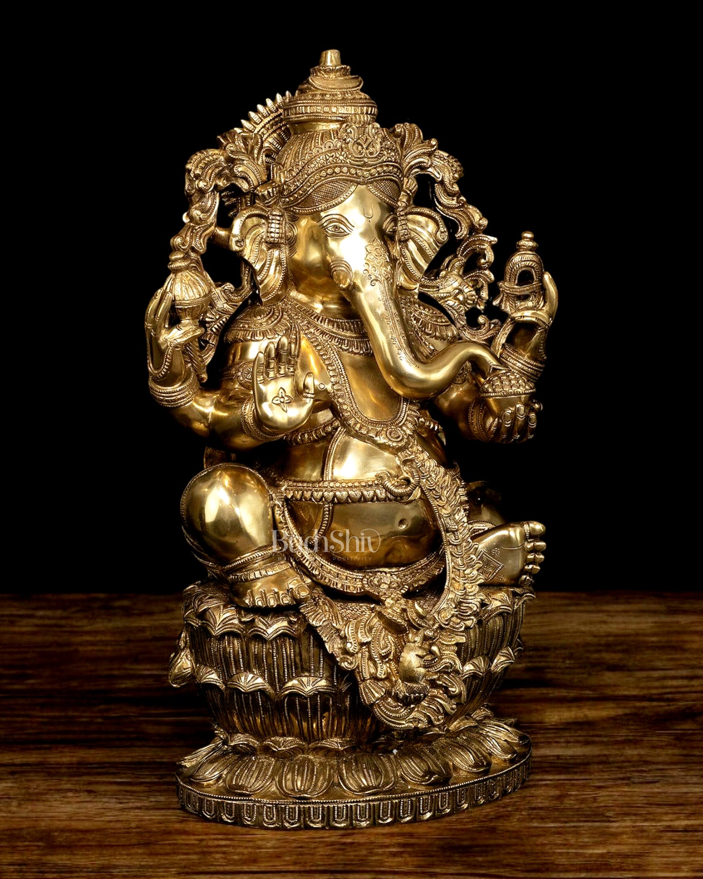 Ganesha Brass Statue - 26 Inch enhanced carvings