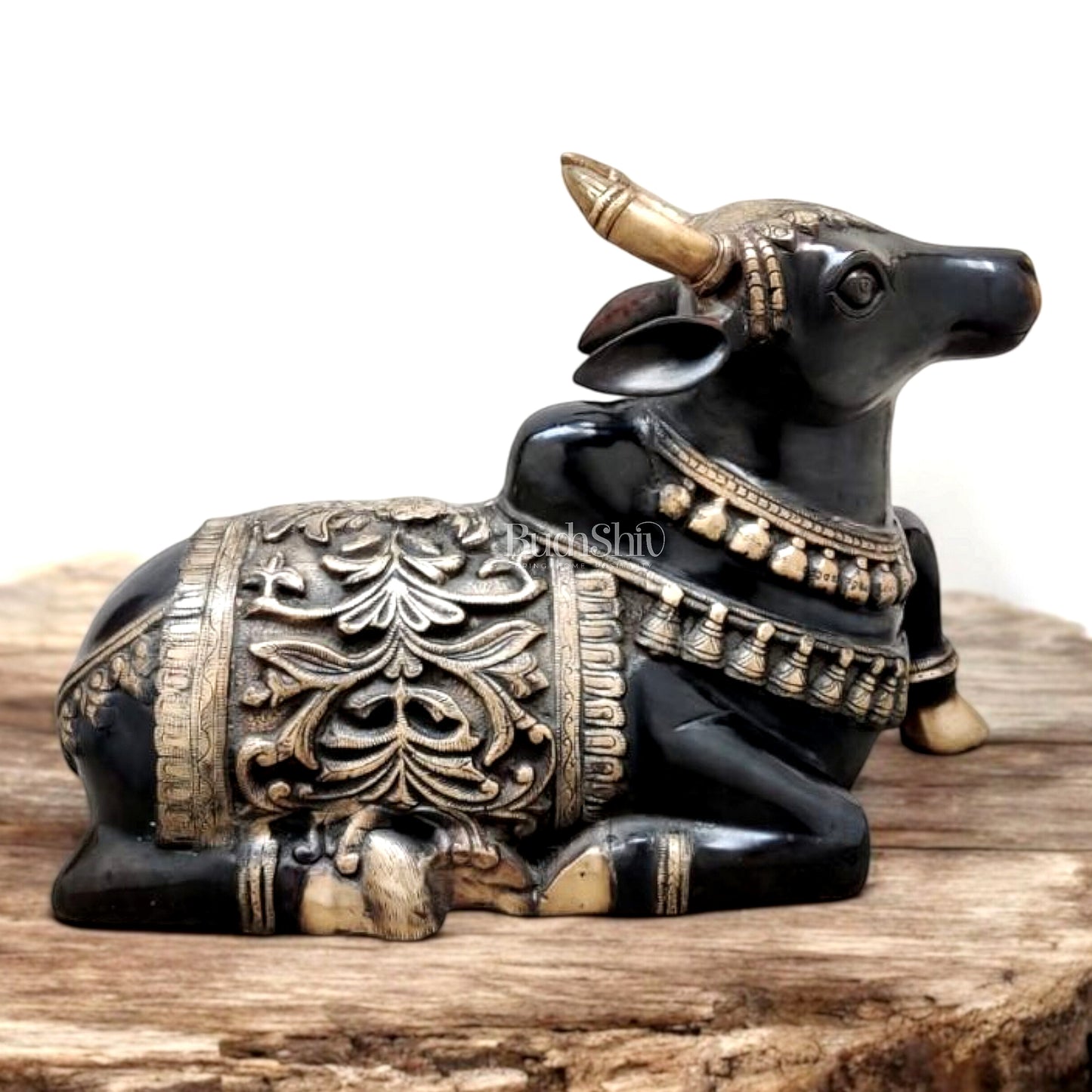 Large Brass Superfine Nandi Sculpture - 21" Black tone