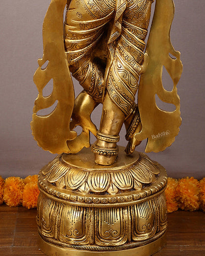 Superfine Brass Vishnu roopam Krishna Sculpture with Four Arms - 32.5 Inch