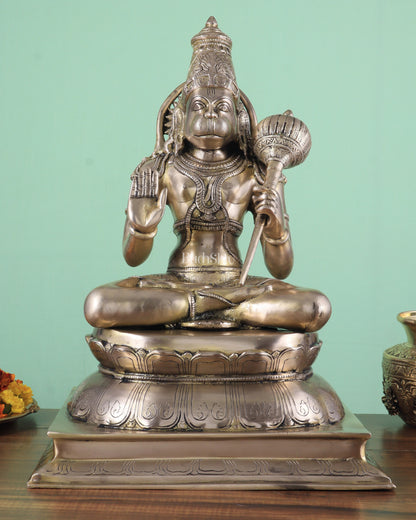 Handcrafted Brass Lord Hanuman Murti | 18" Height matte finish