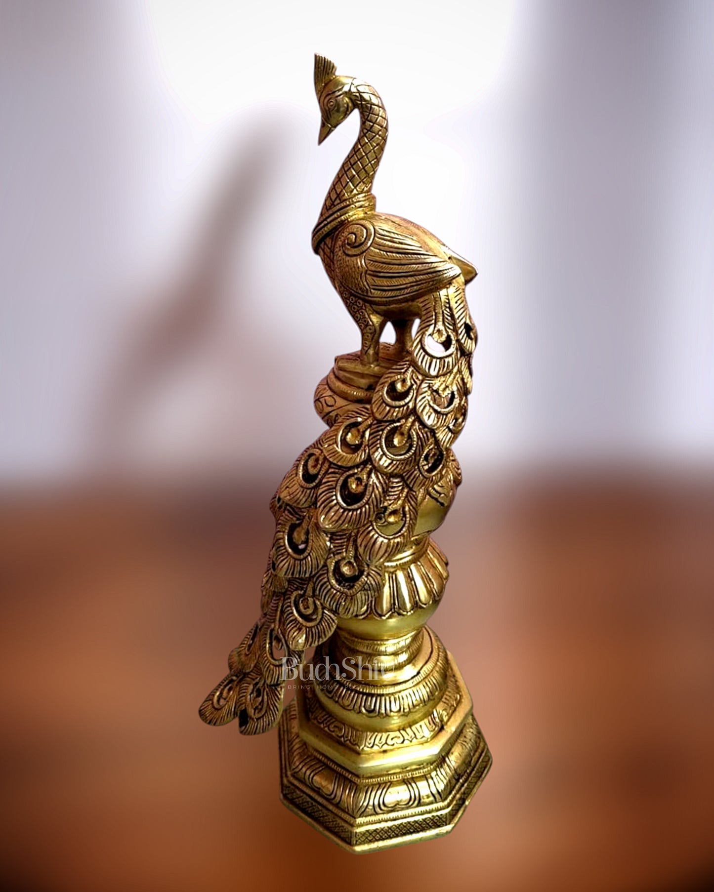 Large Brass Peacock Showpiece 20"