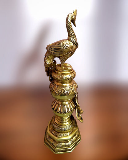 Large Brass Peacock Showpiece 20"