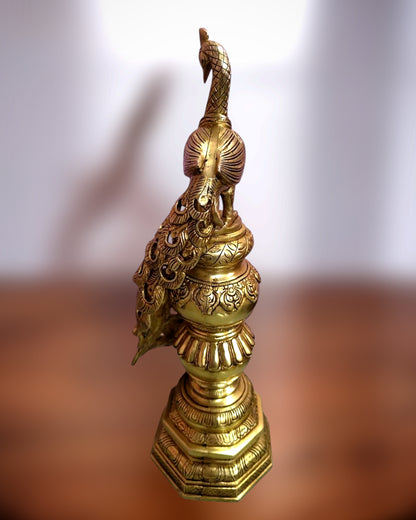 Large Brass Peacock Showpiece 20"