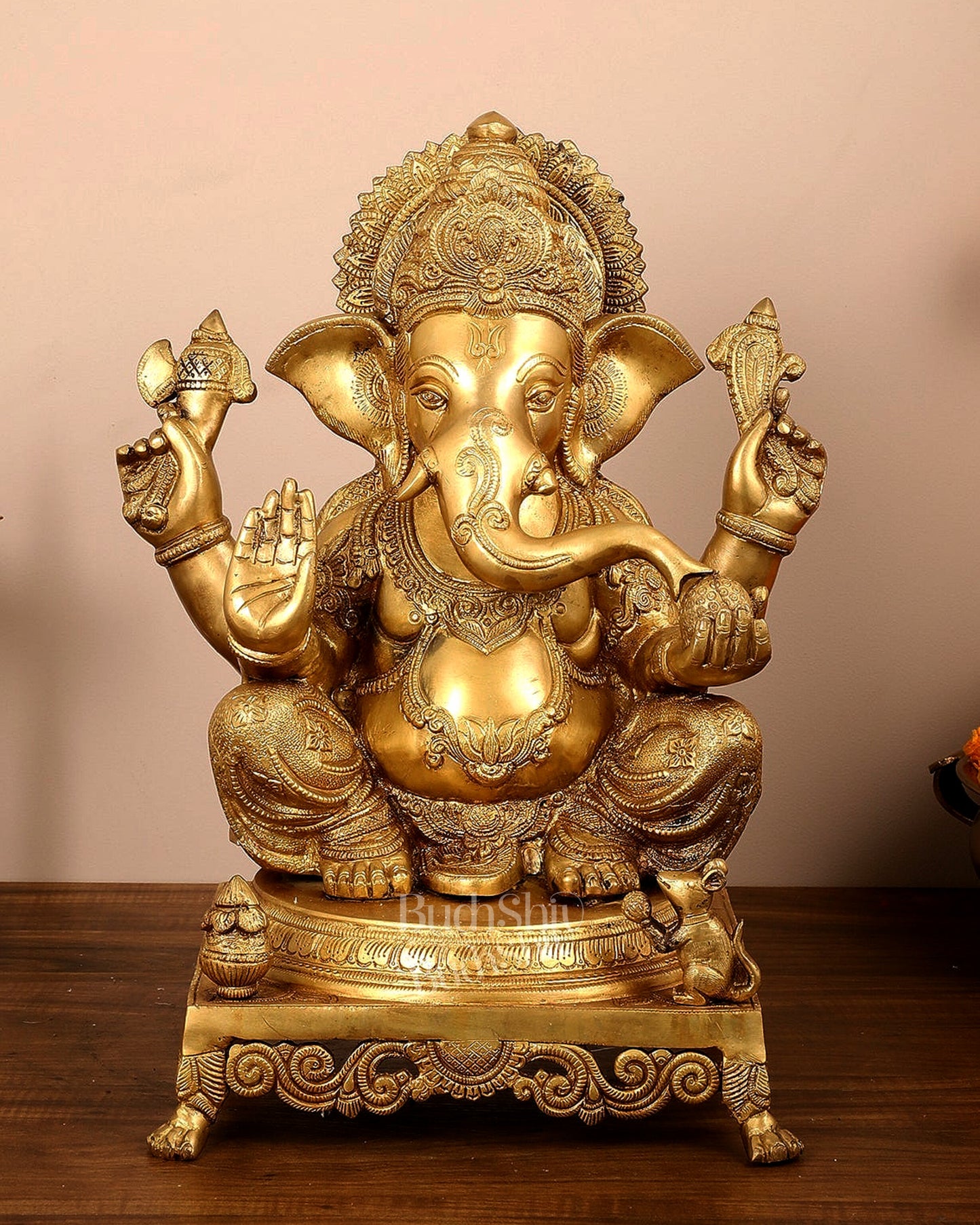 Pure Brass Lord Ganesha Idol - 18 inch