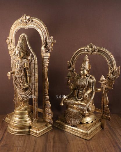 Majestic Brass Lord Venkateshwara & Goddess Padmavathi Statues – Temple Pair 40"