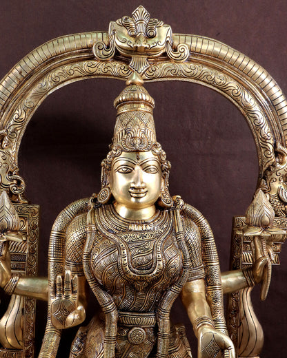 Majestic Brass Lord Venkateshwara & Goddess Padmavathi Statues – Temple Pair 40"