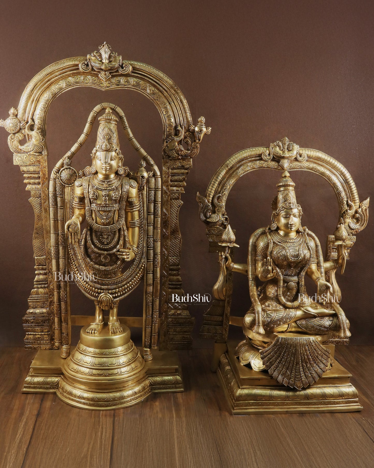 Majestic Brass Lord Venkateshwara & Goddess Padmavathi Statues – Temple Pair 40"