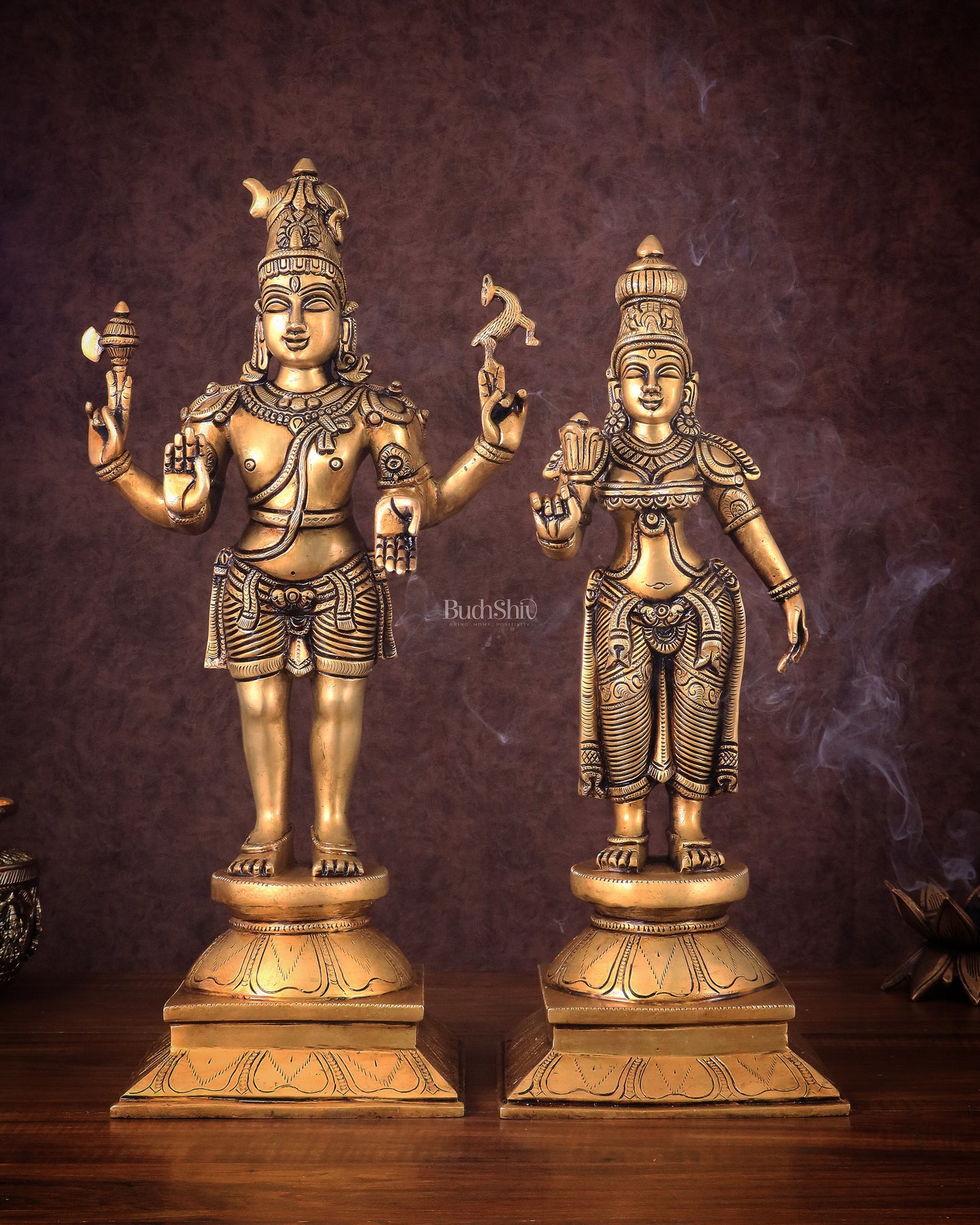 Brass Lord Shiva and Parvati Idol | 18" Height