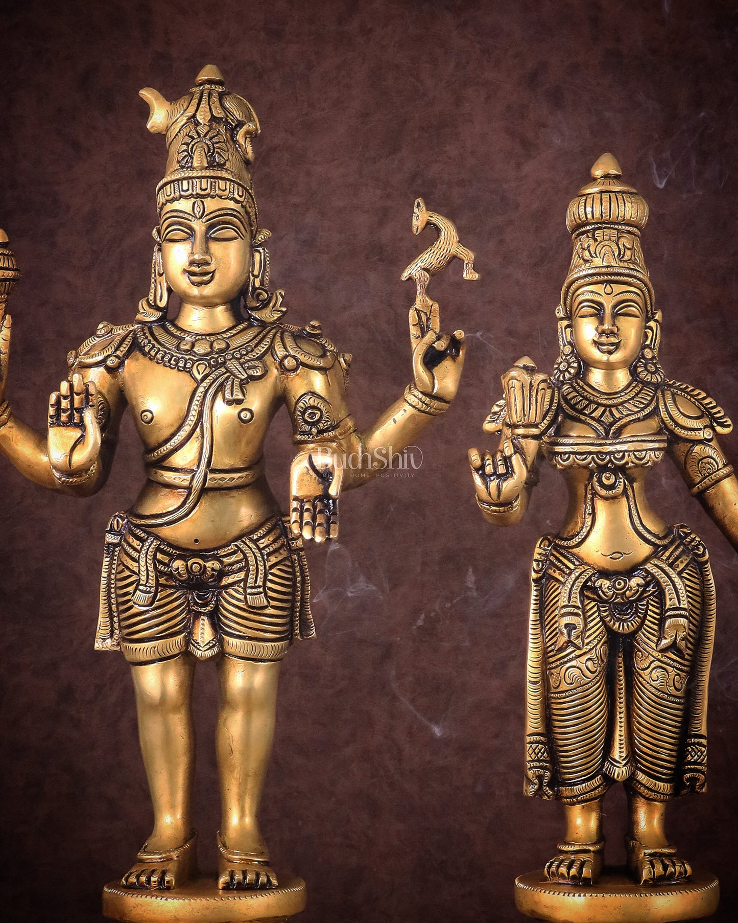 Brass Lord Shiva and Parvati Idol | 18" Height