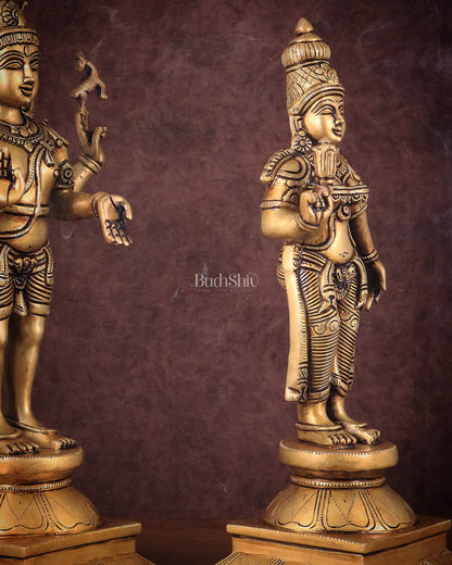 Brass Lord Shiva and Parvati Idol | 18" Height