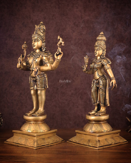 Brass Lord Shiva and Parvati Idol | 18" Height