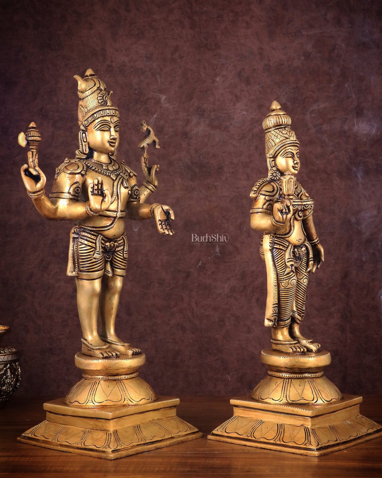 Brass Lord Shiva and Parvati Idol | 18" Height