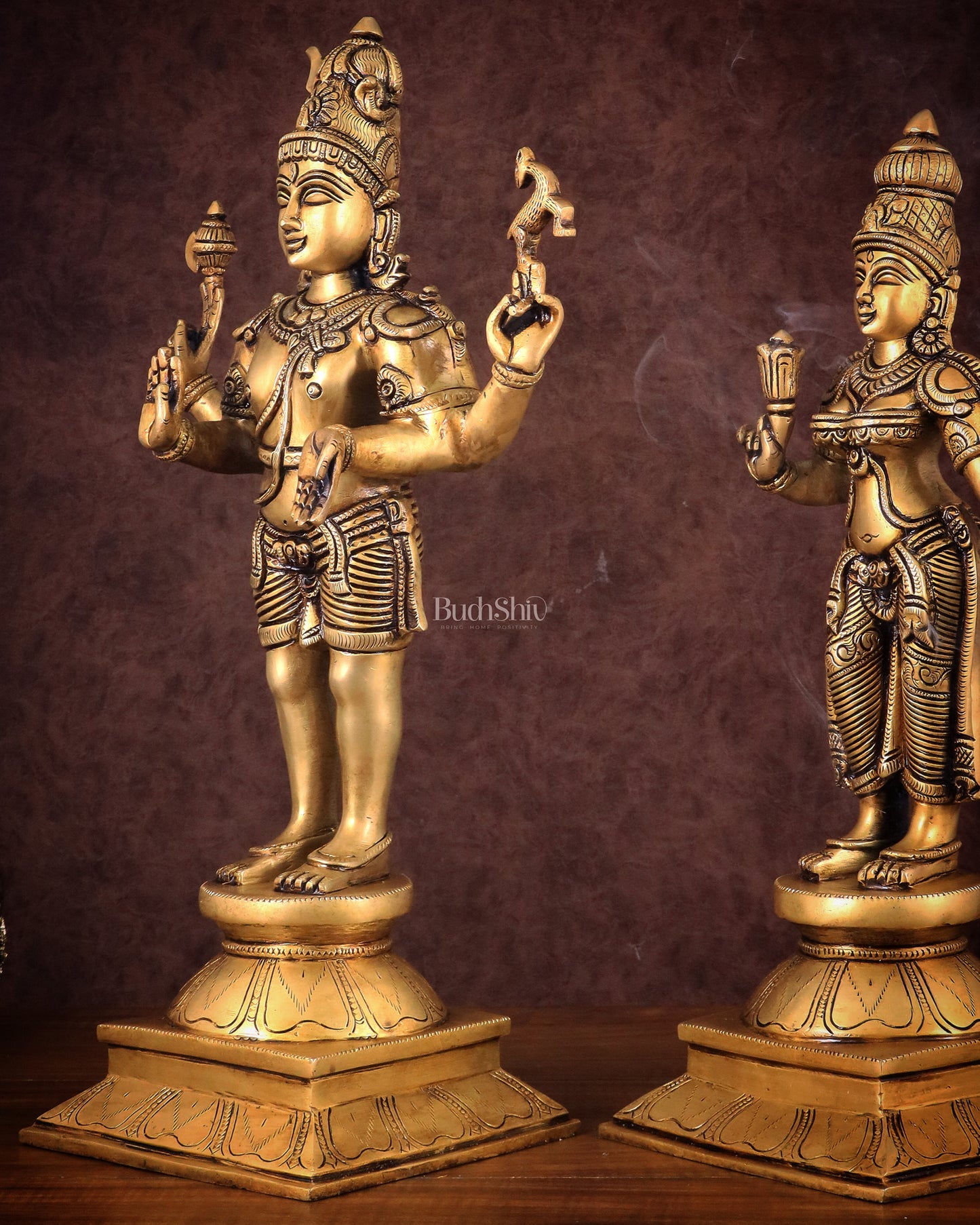 Brass Lord Shiva and Parvati Idol | 18" Height