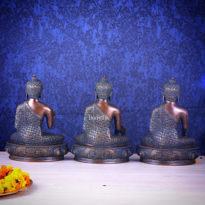 Set of Three Brass Buddha Statues –  13.5"