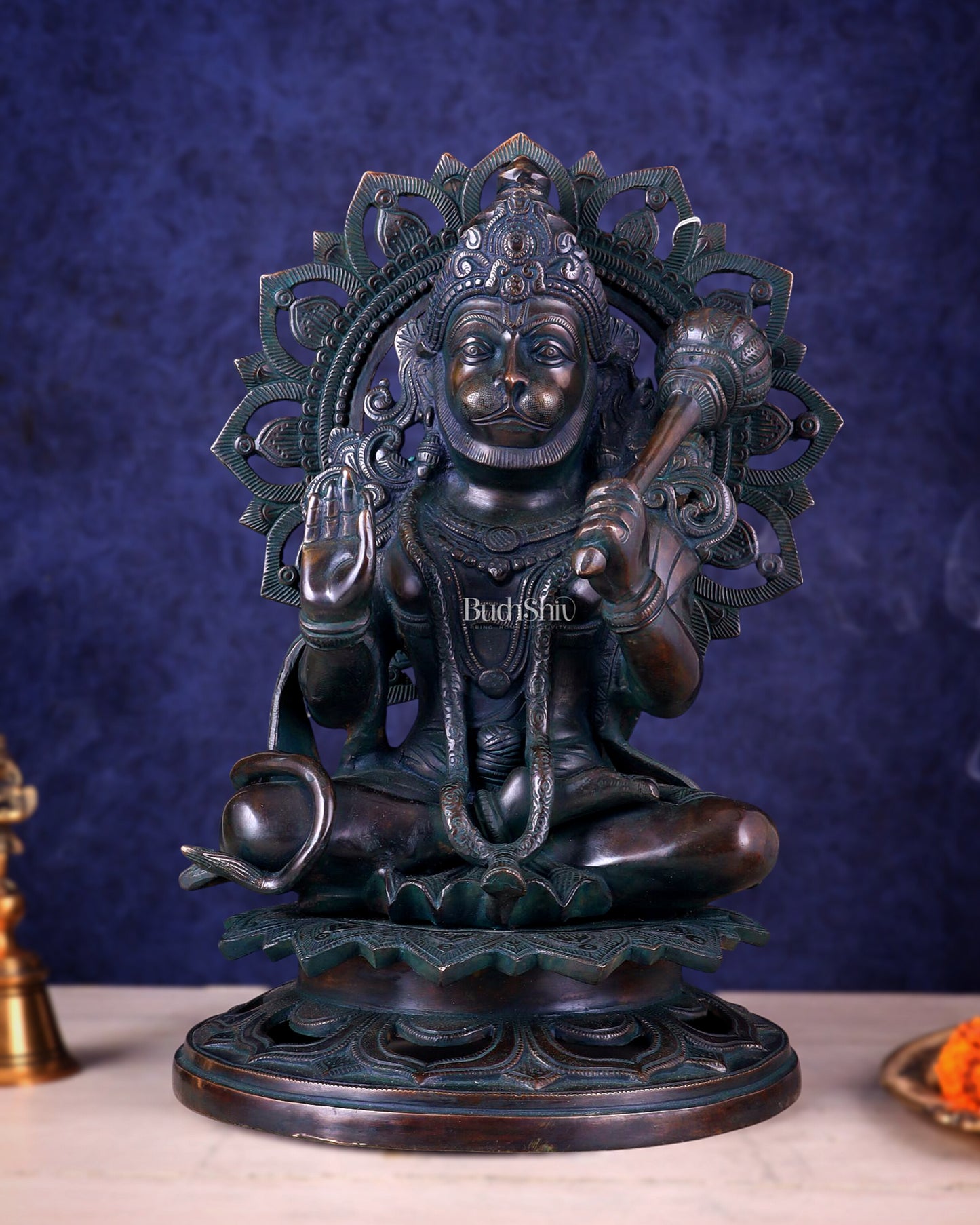 Lord Hanuman Statue - 18 inch Pure Brass Vintage finish