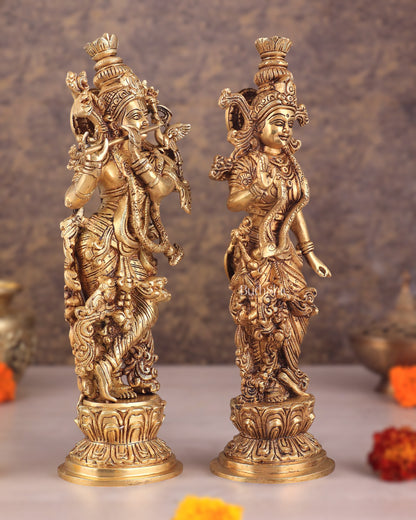 Pure Brass Superfine Radha Krishna Statues – 14" Height Original