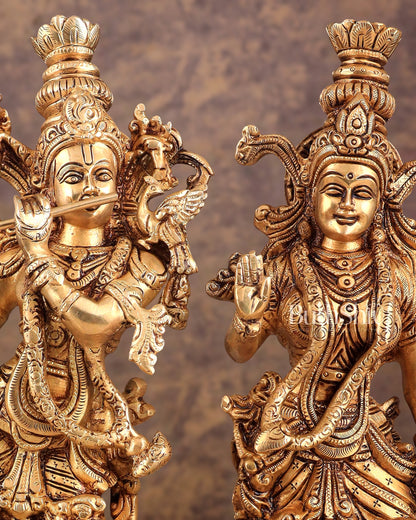 Pure Brass Superfine Radha Krishna Statues – 14" Height Original