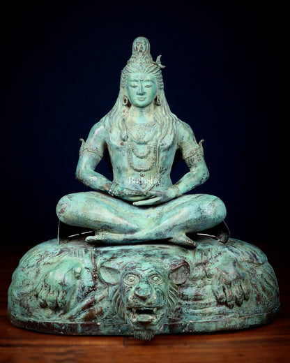 Bronze Lord Shiva in Meditation – Dhyana Mudra Mahadev Sculpture, 30"