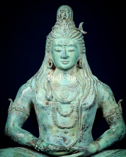 Bronze Lord Shiva in Meditation – Dhyana Mudra Mahadev Sculpture, 30"