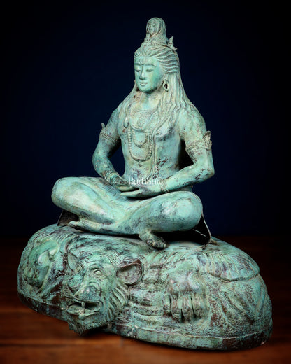 Bronze Lord Shiva in Meditation – Dhyana Mudra Mahadev Sculpture, 30"