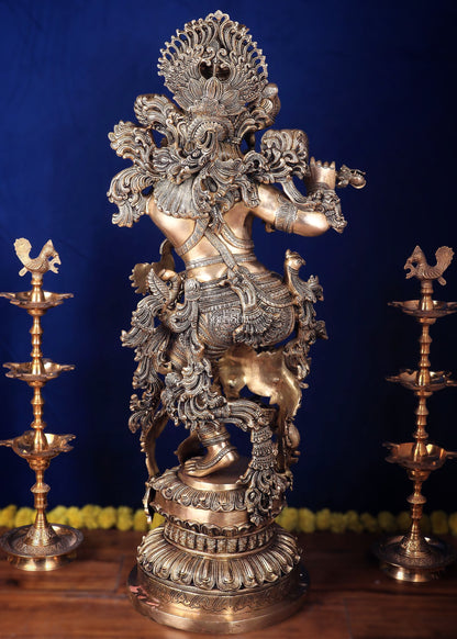 Large Lord Krishna Superfine Brass Sculpture - 48 inch, 75 kg