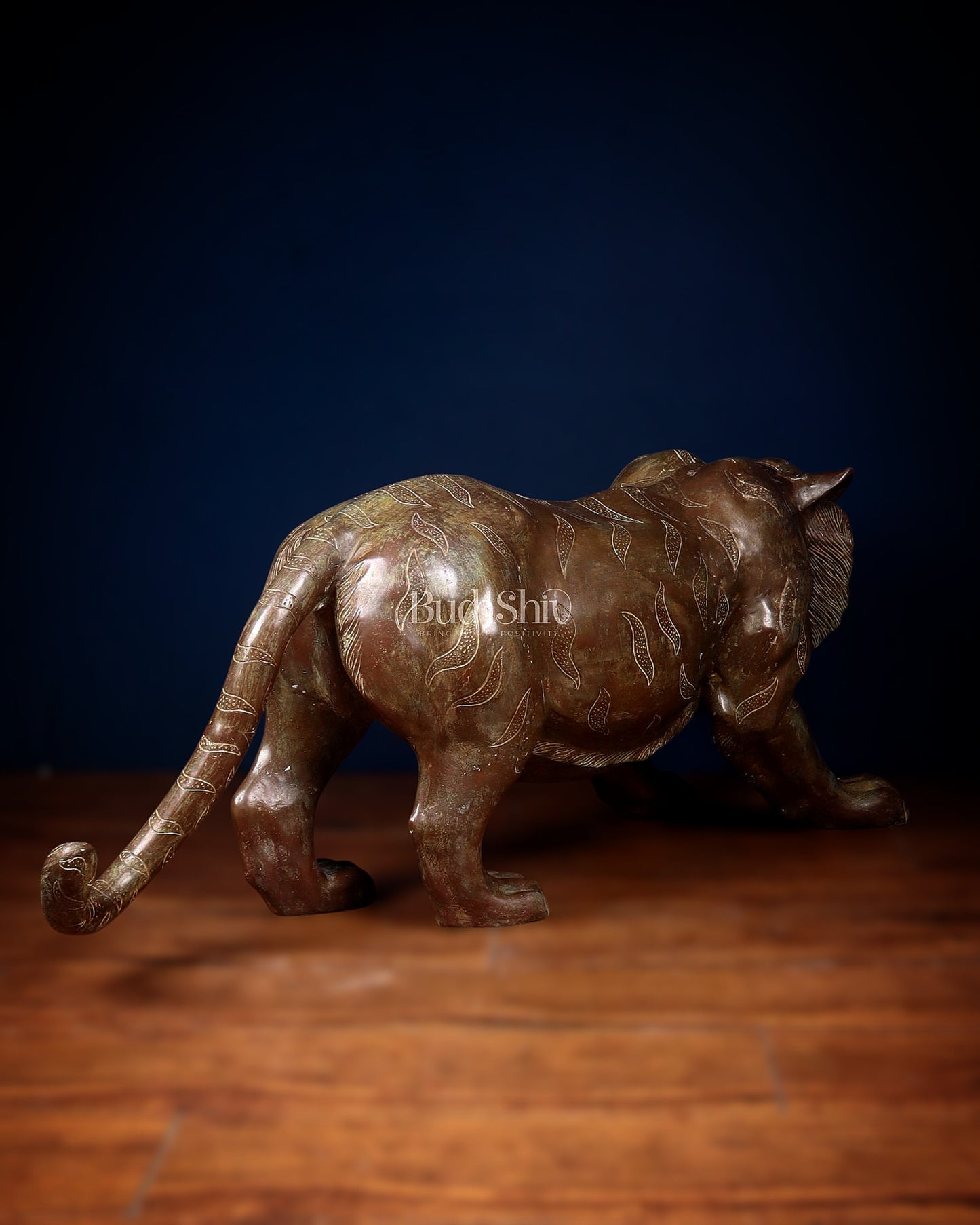 Large Bronze Tiger Sculpture – Majestic Artwork, 19"x53"x13