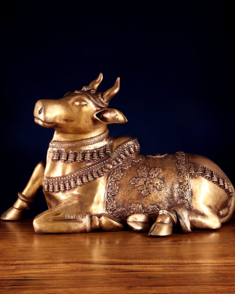 Brass Large Nandi Sculpture 34 inch Antique tone